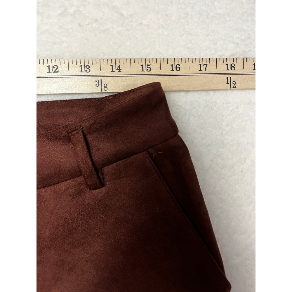 Marc New York Pants Womens 8 Brown Faux Suede Flare Leg High Rise Stretch‎ 3804 - Picture 4 of 8